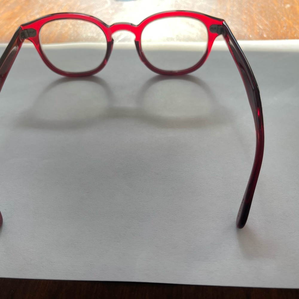 Moscot Lemtosh, preowned, ruby red, seller lenses replaceable and drive package